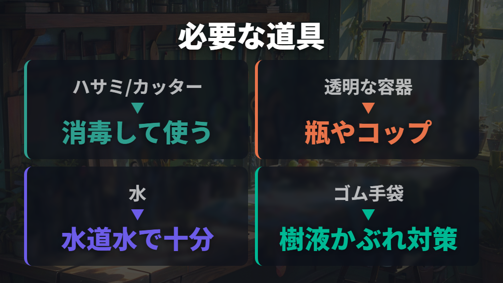 水差しに必要な道具と事前準備