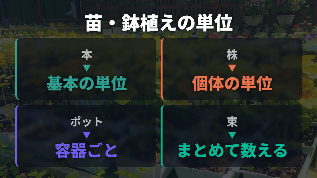 苗・鉢植えの一般的な単位「本」「株」「ポット」