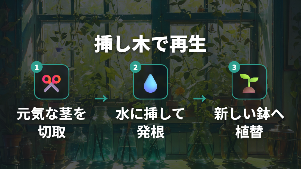 幹がひどく腐った場合の挿し木再生