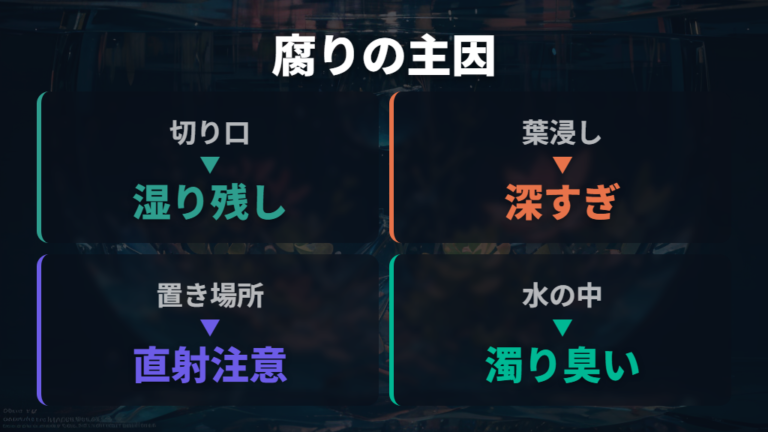 水挿しで腐る主な原因を切り分ける