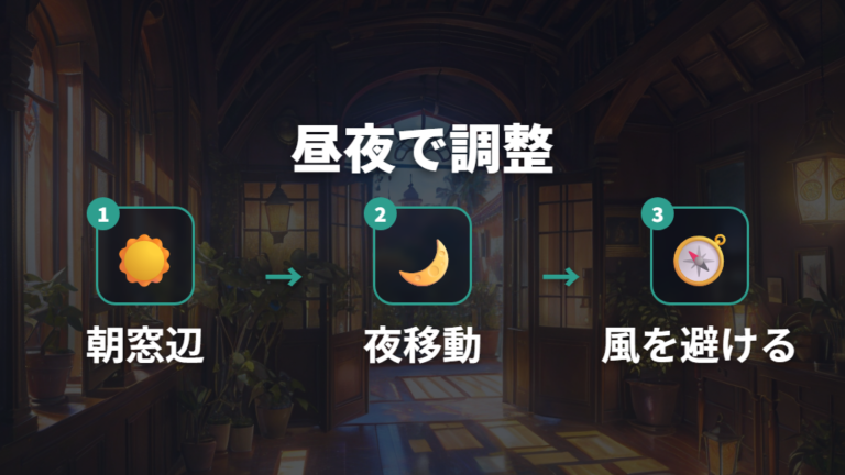 寒さに弱いウンベラータの管理は昼夜で置き場を変える