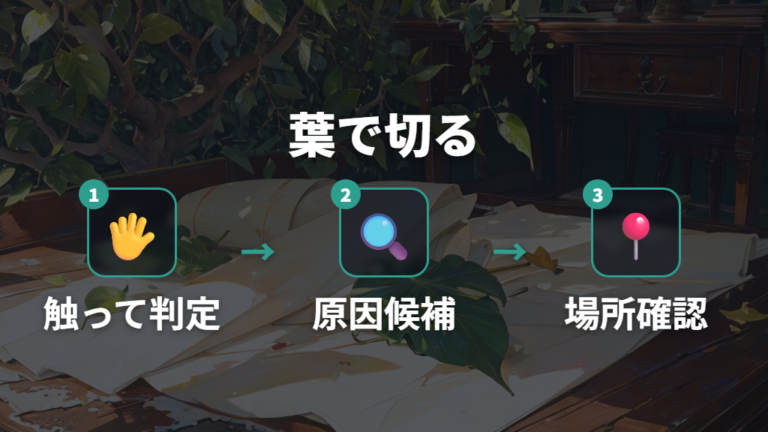 落ちた葉の状態で原因を絞り込む
