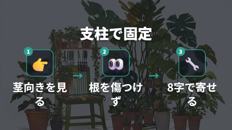 支柱で樹形を整える方法は植え替え時を目安に固定する