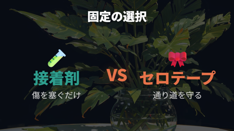 接着剤ではなくセロテープや支柱を使う理由