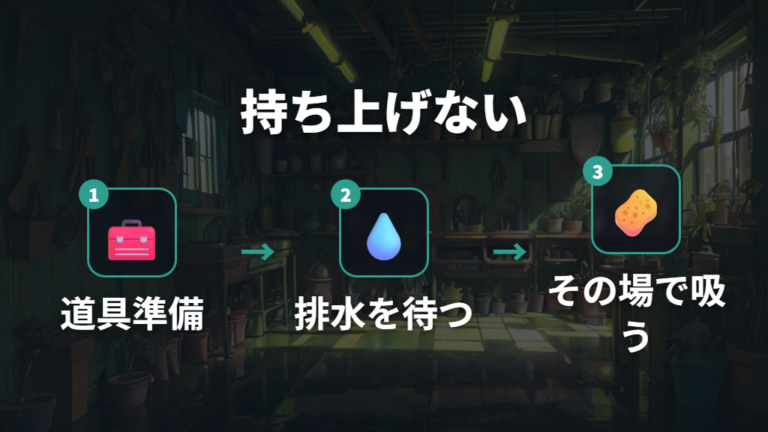 大型鉢の受け皿の水の捨て方は持ち上げない手順にする