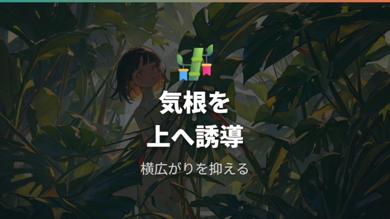 支柱で広がりを抑える方法は気根を活かして上へ誘導する