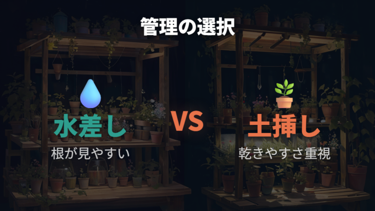 水差しと土挿しの違いを腐りやすさで比べる