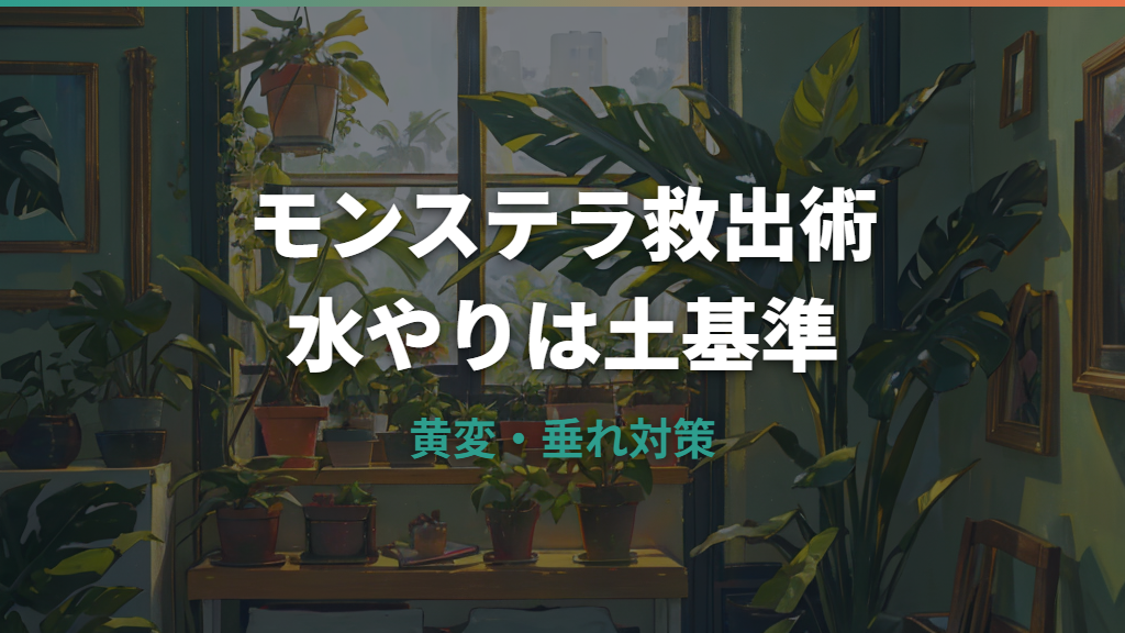 モンステラの葉は水のやりすぎでどうなる?黄色い・垂れる・根腐れの見分け方