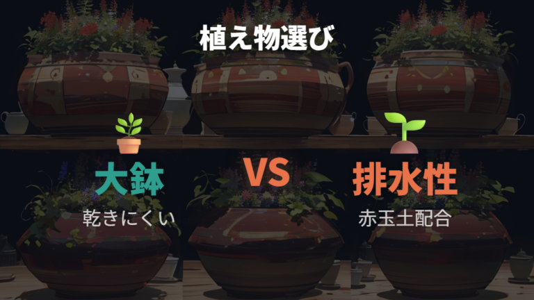 鉢と土の選び方の注意点は大きすぎない鉢と排水性