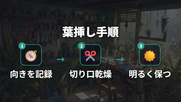 葉挿しで仕立て直す時は上下と乾燥を間違えない