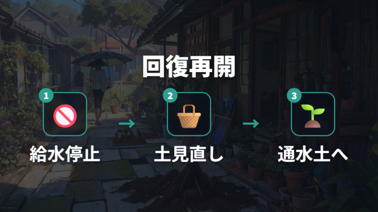 根腐れが疑わしいときの回復方法は土と傷んだ根を見直す