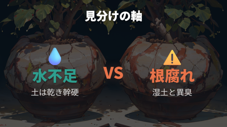 水不足と根腐れの見分け方は土と幹で確認する