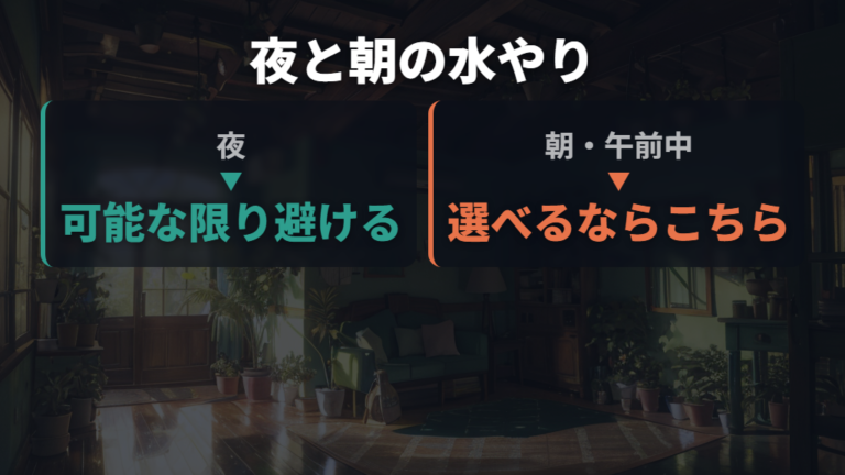 観葉植物の水やりは夜にしてもよいのか、朝や昼と比べた適切な時間帯は?