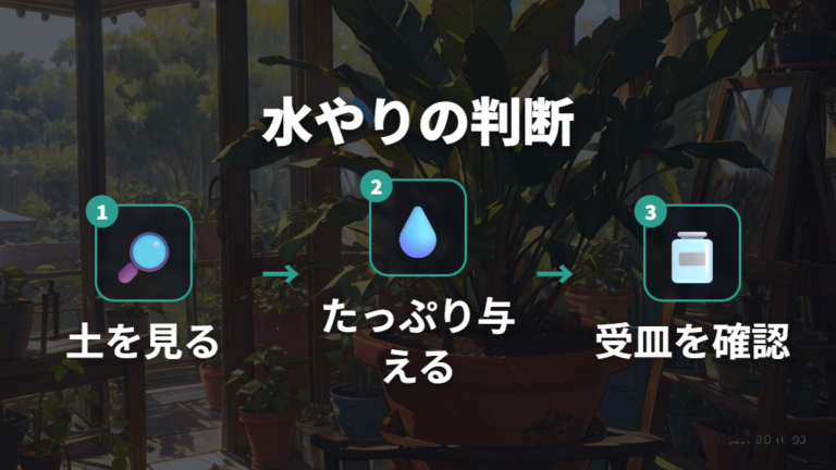 鉢土に与える水の頻度は土の乾き具合で決める