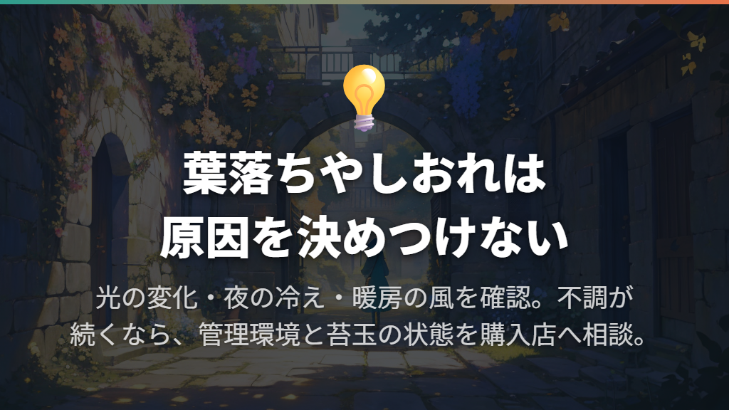 葉が落ちる・しおれるときは原因を一つに決めない