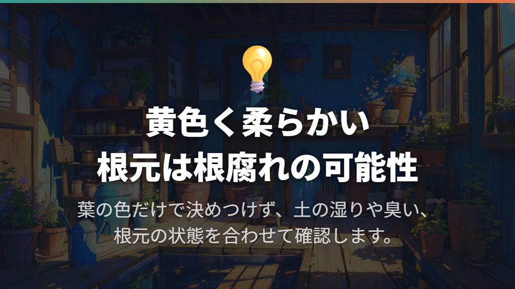 根元が黄色くブヨブヨなら根腐れを疑う